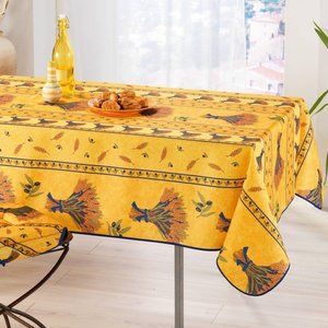 60x120" RECTANGLE WHEAT BOUQUET YELLOW TABLECLOTH